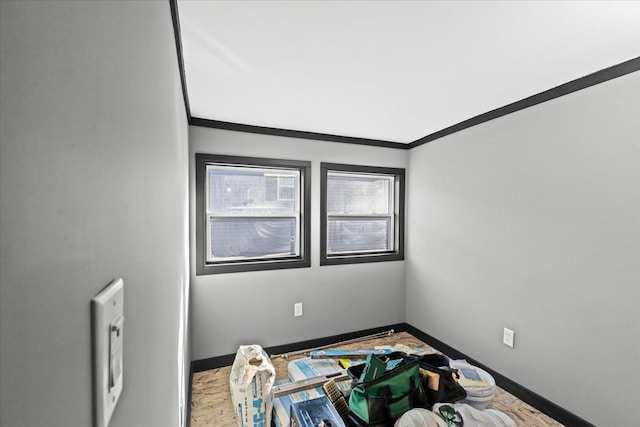 bedroom with ornamental molding