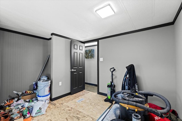 interior space featuring ornamental molding