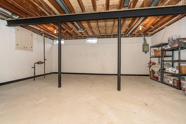 basement with electric panel