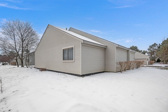 view of snow covered exterior