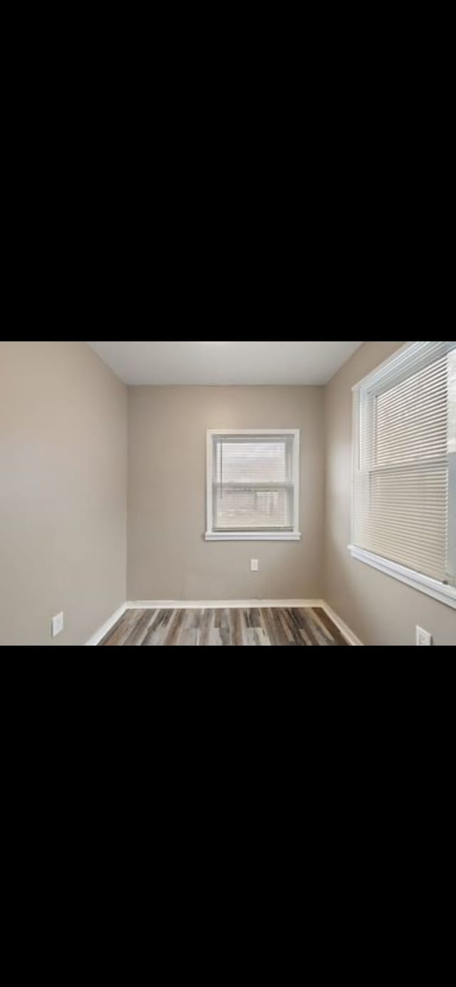 spare room with wood-type flooring