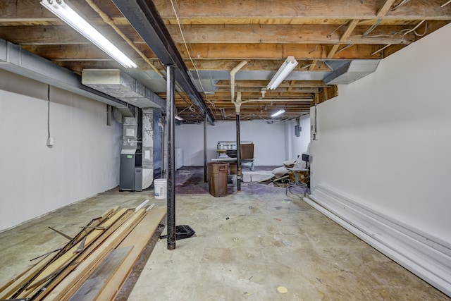 basement with heating unit