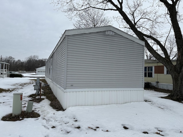 view of snow covered exterior