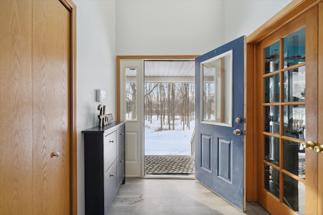 doorway with light hardwood / wood-style floors