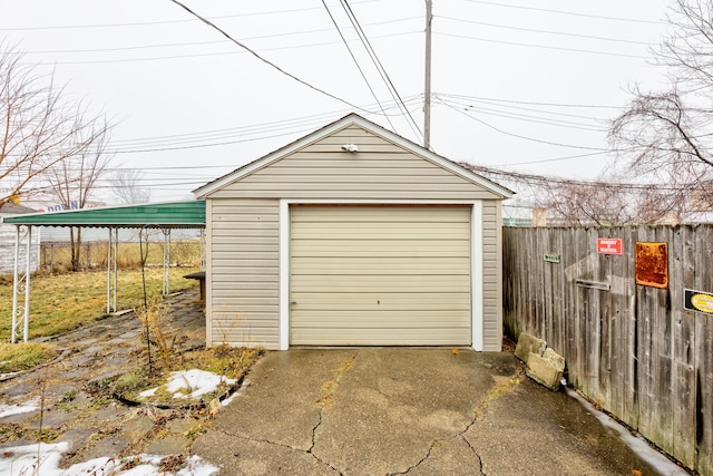 view of garage