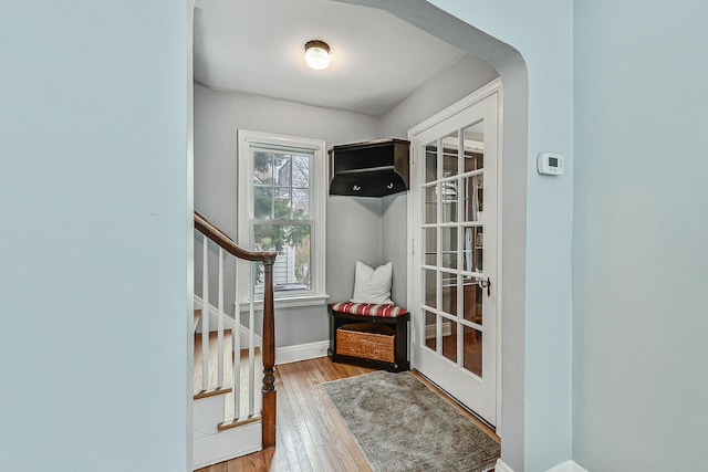 doorway to outside featuring hardwood / wood-style floors