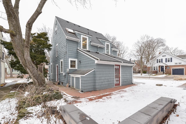 view of snow covered exterior