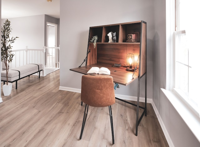 office space featuring light wood-type flooring