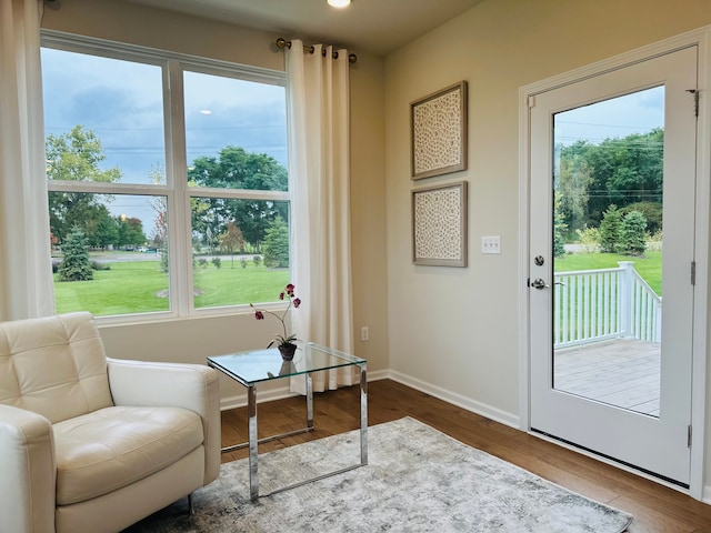 doorway to outside with dark hardwood / wood-style flooring