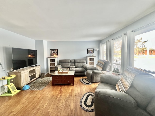 living room featuring light wood-type flooring