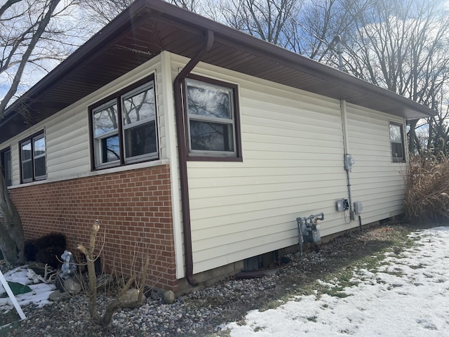 view of snow covered exterior