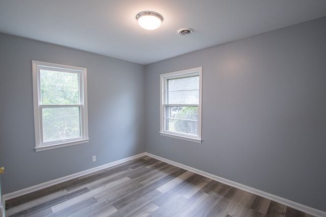 empty room featuring wood-type flooring