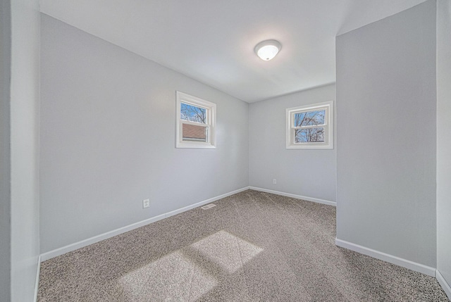 spare room featuring plenty of natural light and carpet floors