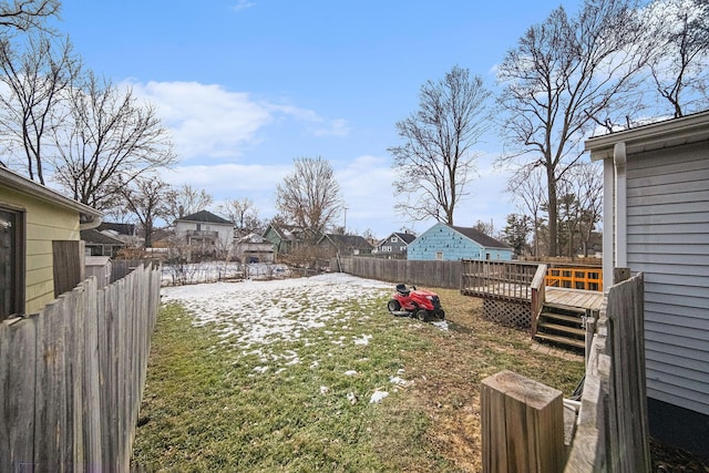 view of yard with a deck