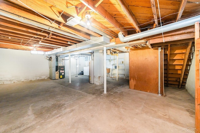 basement with heating unit