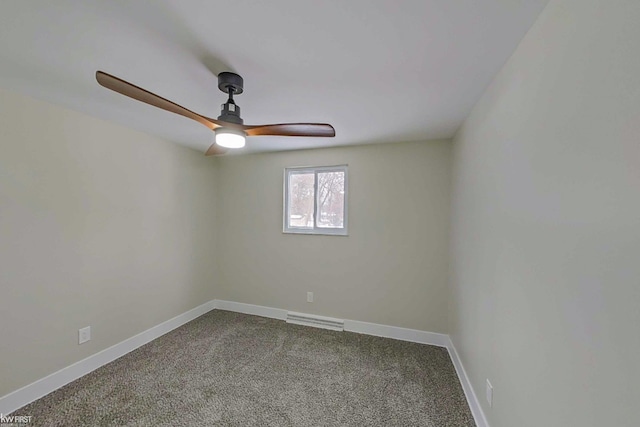 carpeted empty room with ceiling fan