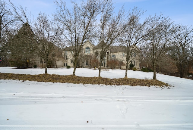 view of yard layered in snow