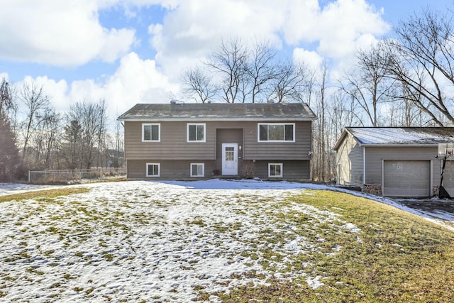 raised ranch with a garage