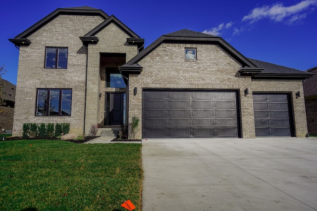 view of front of home featuring a garage and a front yard