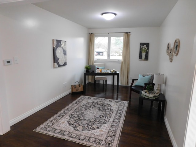 living area with dark hardwood / wood-style floors