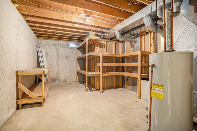 basement with gas water heater