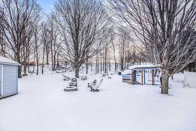 view of snowy yard