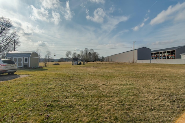 view of yard with a shed