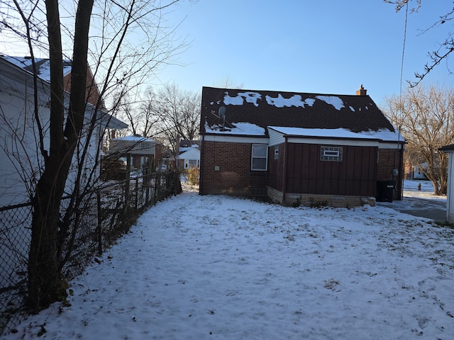 view of snow covered exterior