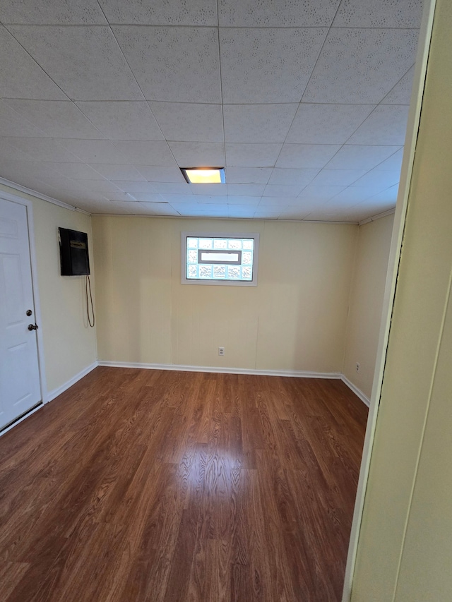 basement featuring hardwood / wood-style floors