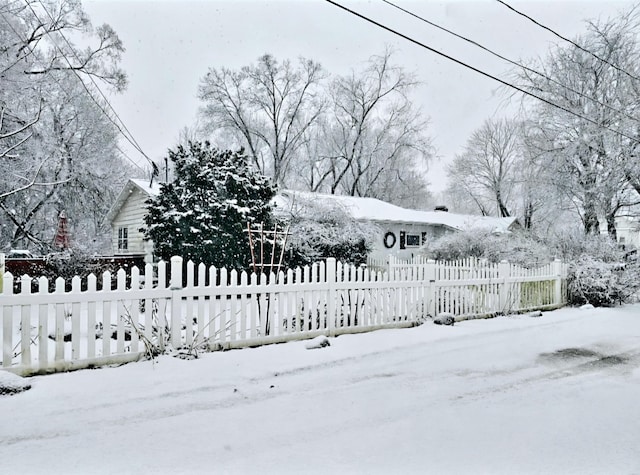 view of snow covered property