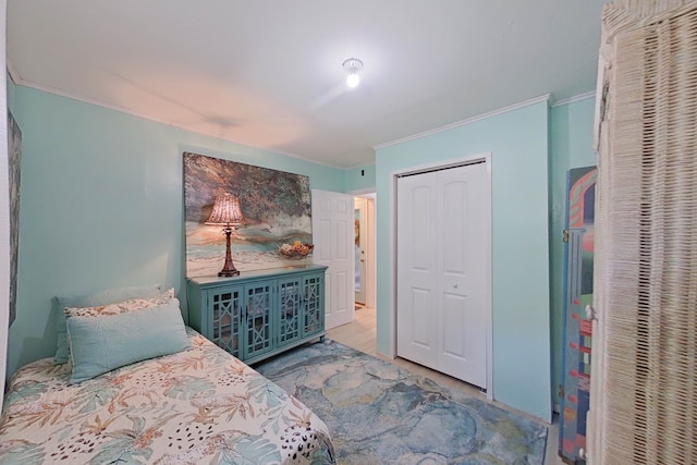 bedroom with ornamental molding