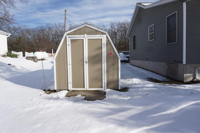 view of snow covered structure