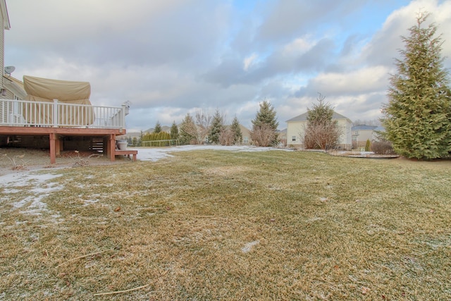 view of yard featuring a deck