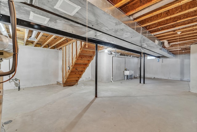 basement with sink