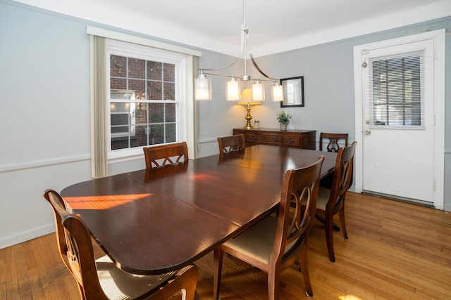 dining area with light hardwood / wood-style floors