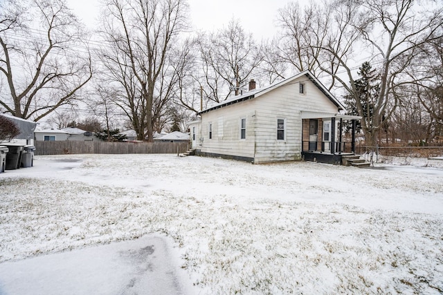 view of snow covered exterior