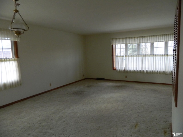 carpeted spare room featuring a wealth of natural light