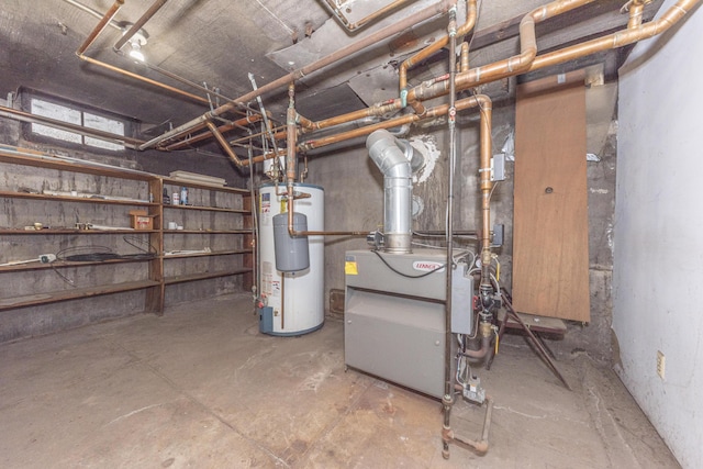 utility room with water heater