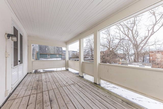 view of unfurnished sunroom