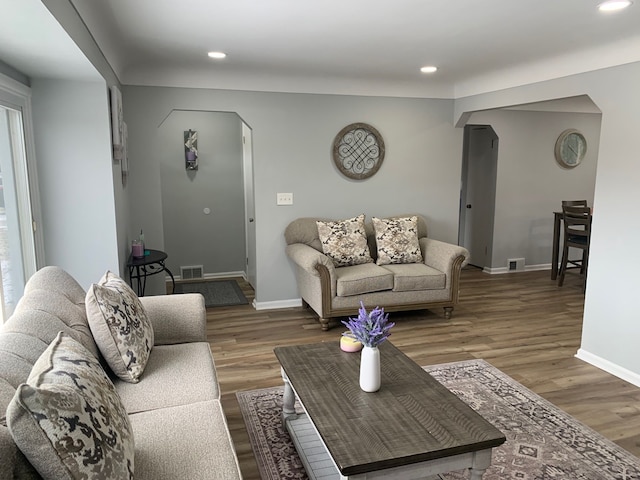 living room featuring hardwood / wood-style floors