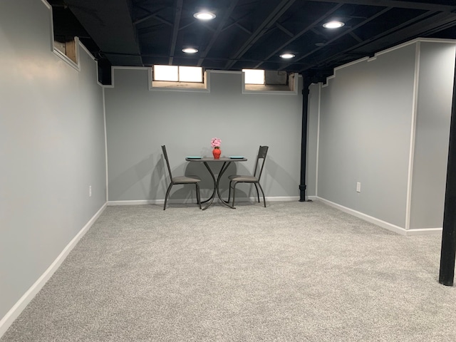 basement with carpet