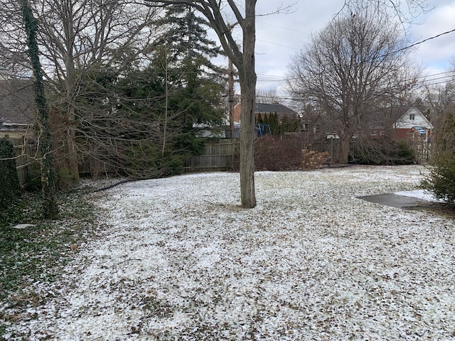 view of yard covered in snow