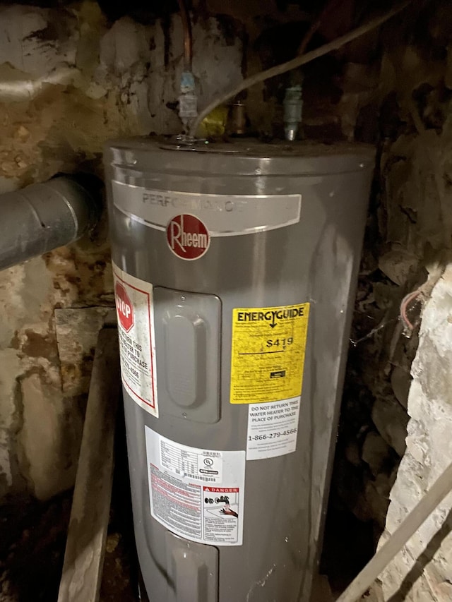 utility room featuring water heater