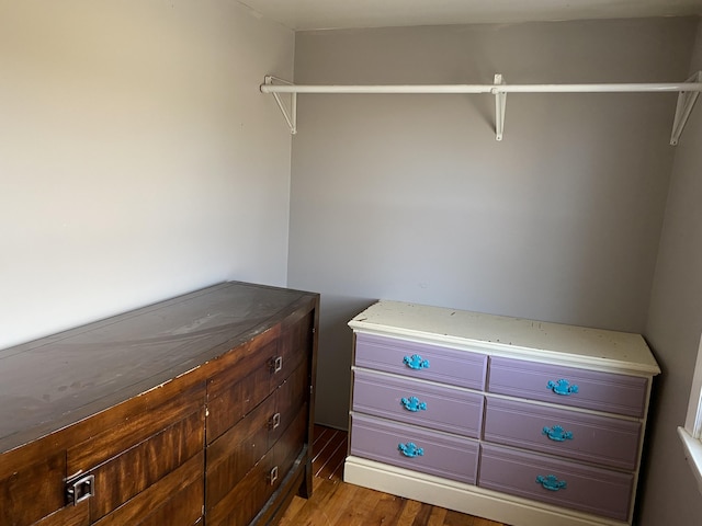 walk in closet featuring hardwood / wood-style floors