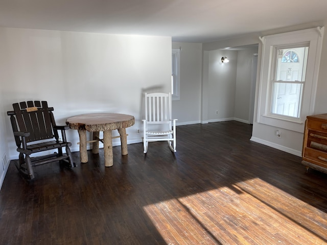 living area featuring dark hardwood / wood-style floors