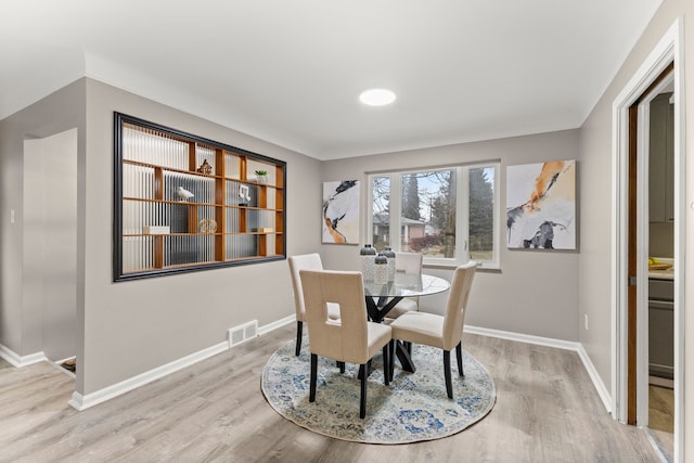 dining room with light hardwood / wood-style flooring