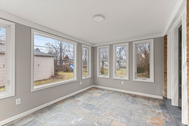 view of unfurnished sunroom