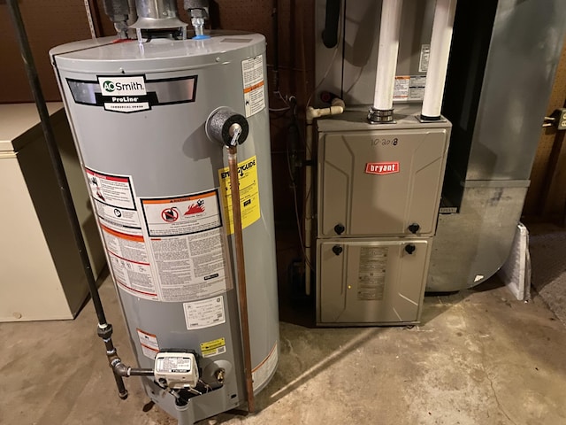 utilities with water heater and heating unit