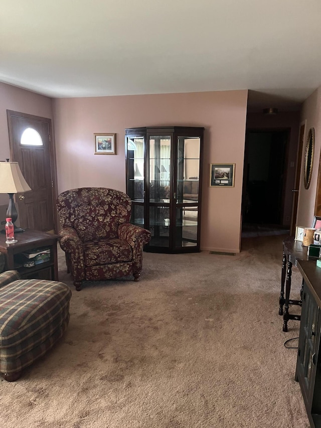 living room with carpet floors