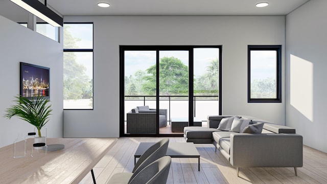 living room with light wood-type flooring